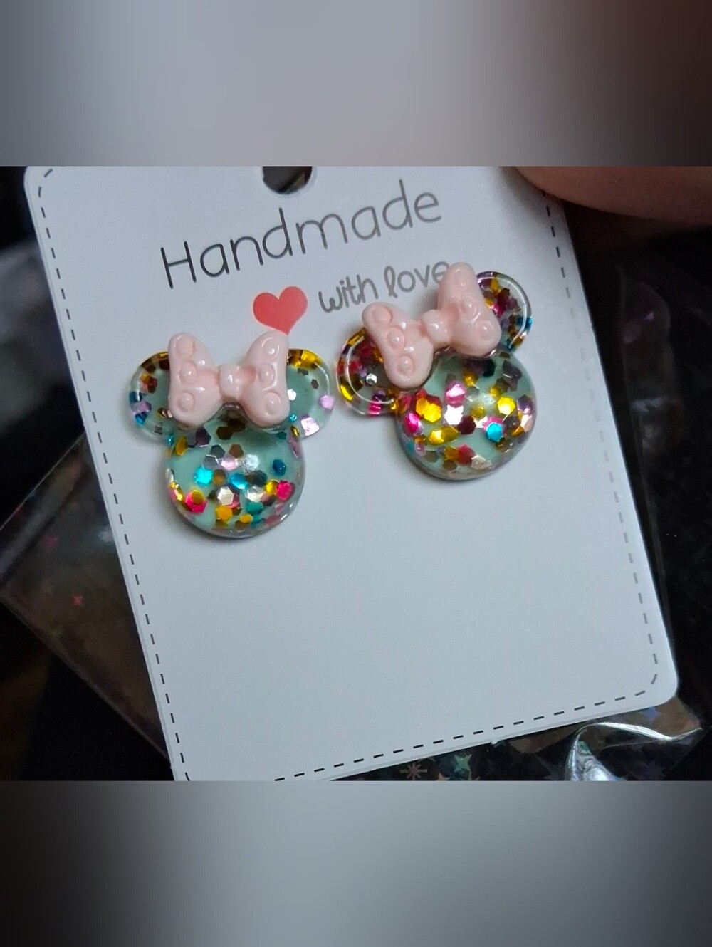 $8 Each Or Bundle 5/$20 Handmade Kids Glitter Minnie Mouse Inspired Earrings